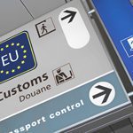 Airport customs sign for the EU.