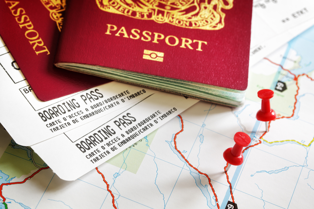 Passports and map