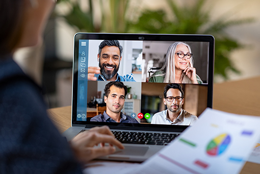 A group of people joining a meeting virtually