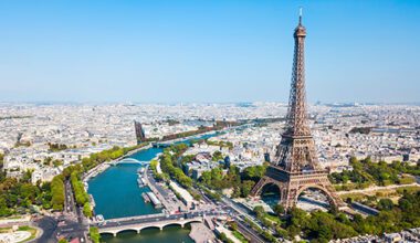 Aerial View of Eiffel Tower on Champ De Mars in Paris, France